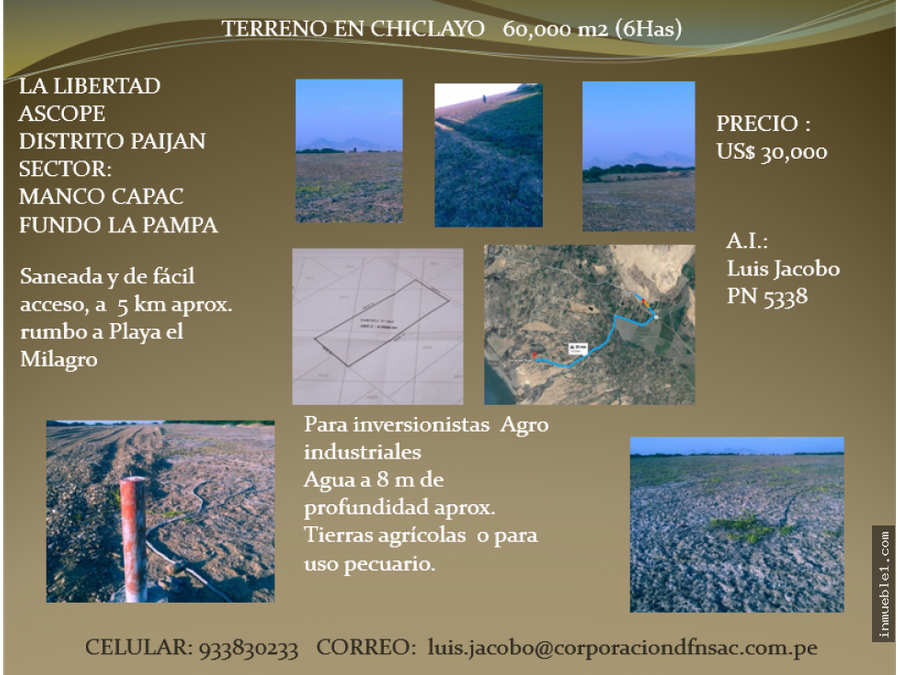 Venta Terreno para Uso Agricola en Paijan Chiclayo