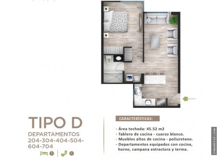 Venta de Departamento de 1 dormitorio en San Isidro, de Estreno.