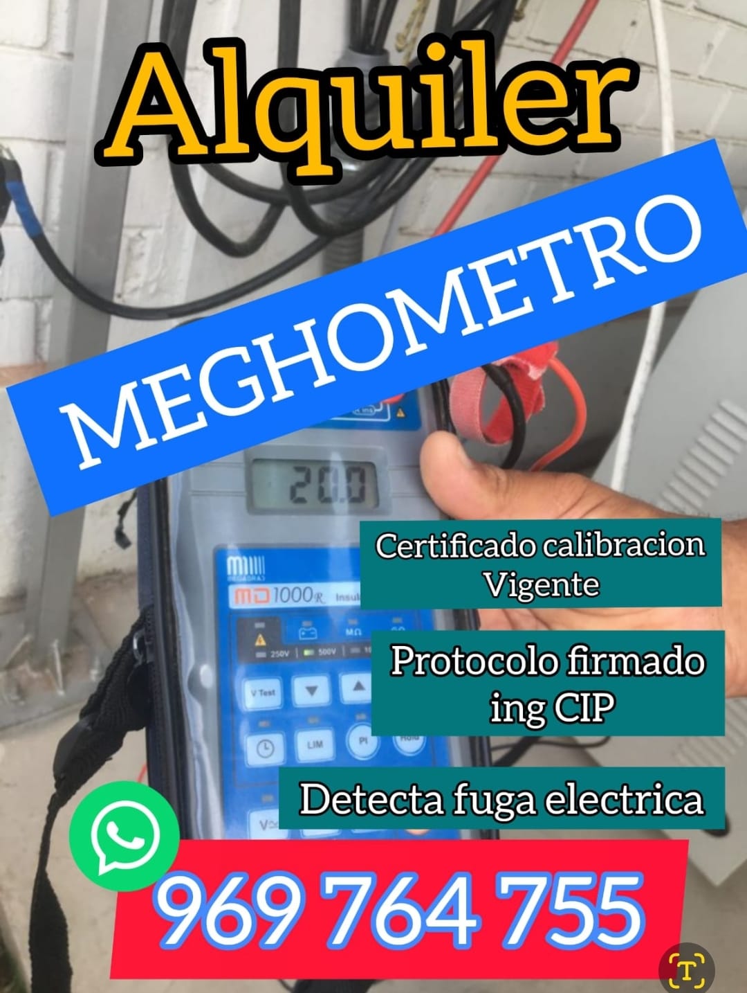 ALQUILER MEGOHMETROMETRO CERTIFICADO DE CALIBRACION