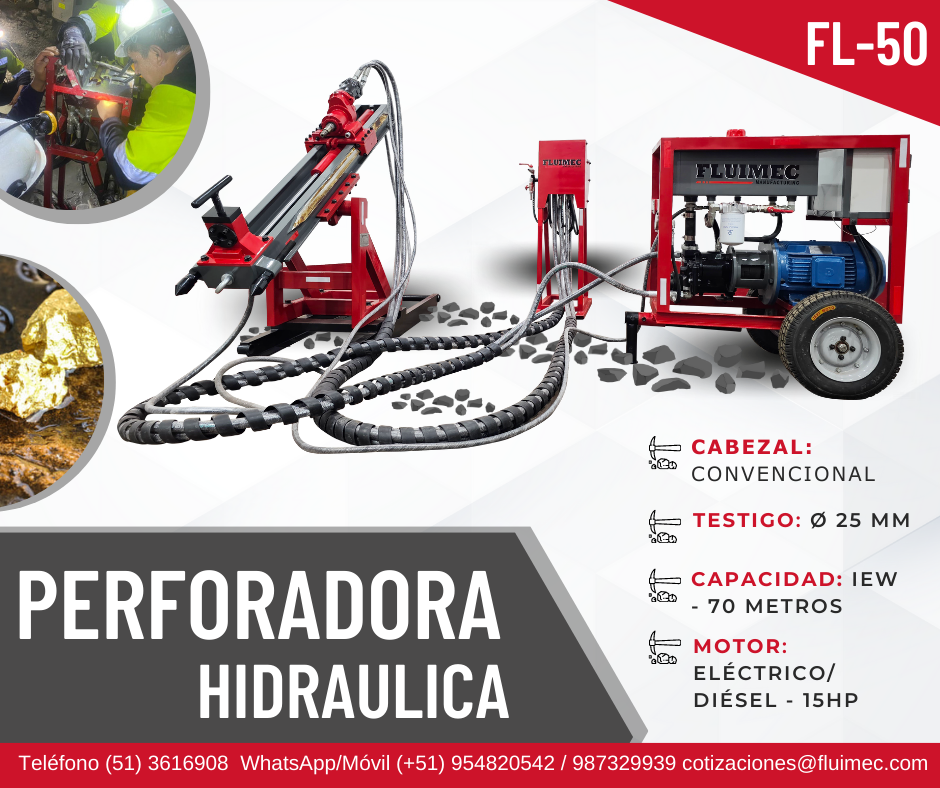 PERFORADORA HIDRAULICA FL-50 PARA ACTIVIDADES DE EXPLORACIÓN