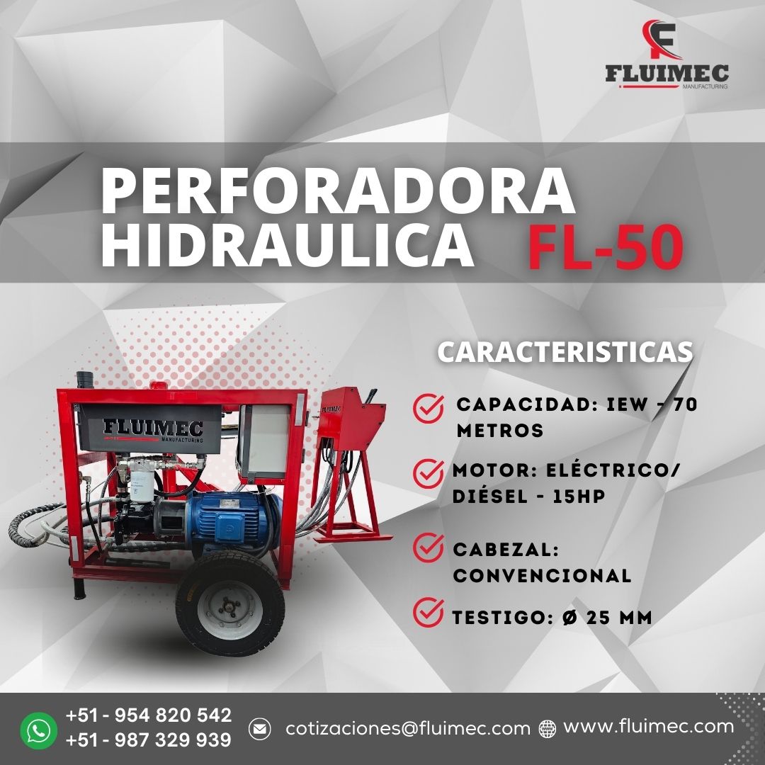 PERFORADORA HIDRAULICA FL-50 PARA ACTIVIDADES DE EXPLORACIÓN