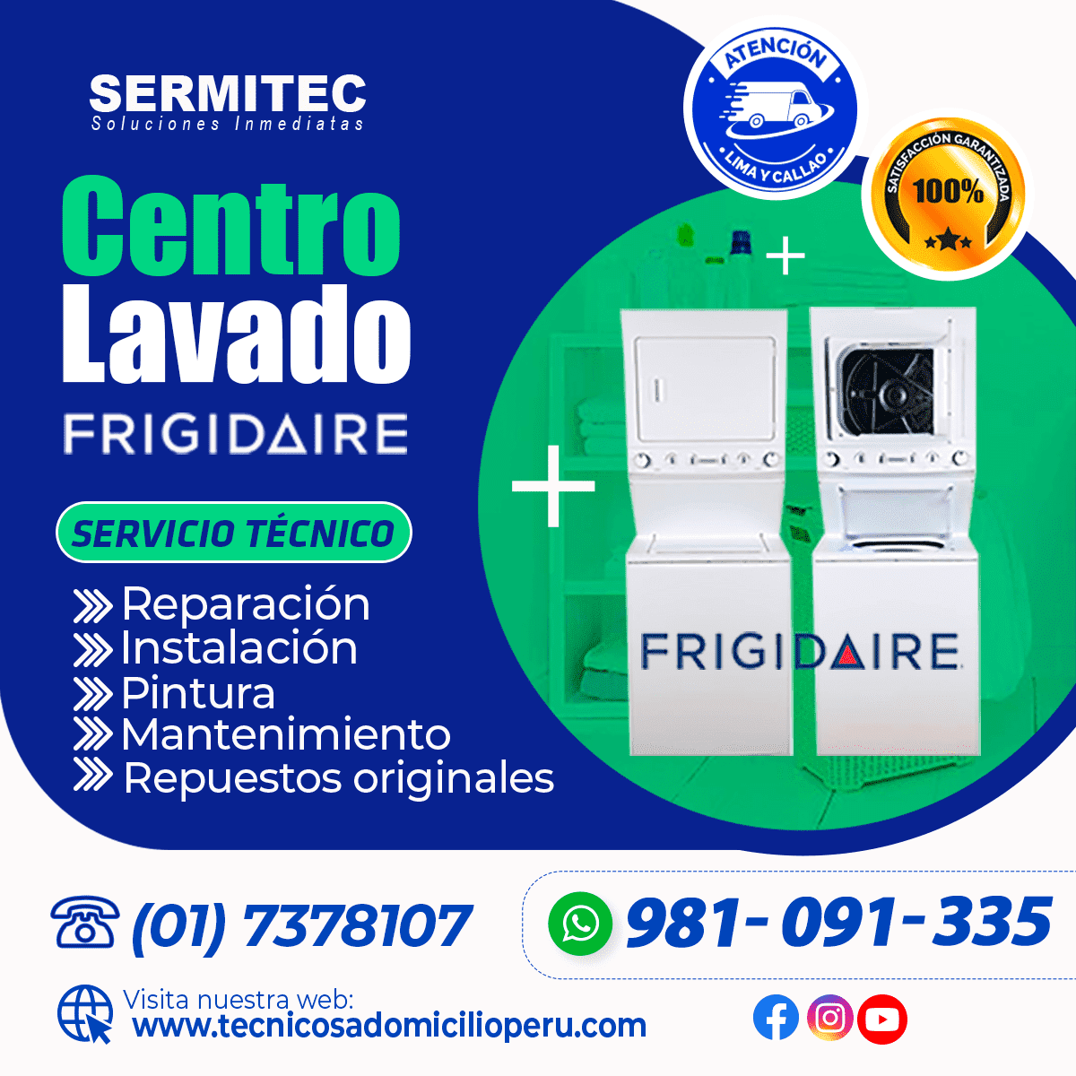 Frigidaire Reparacion de Lavadoras 981091335 SAN ISIDRO