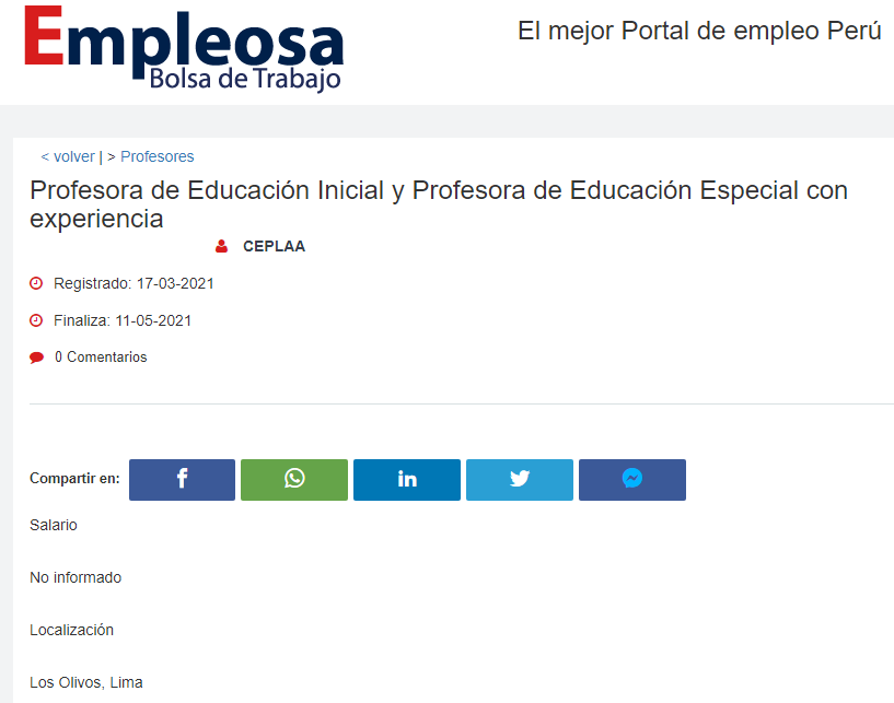 Profesora de Educación Inicial y Profesora de Educación Especial con experiencia