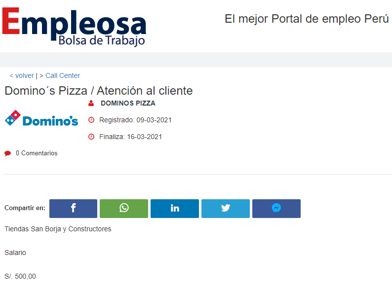 Domino´s Pizza / Atención al cliente