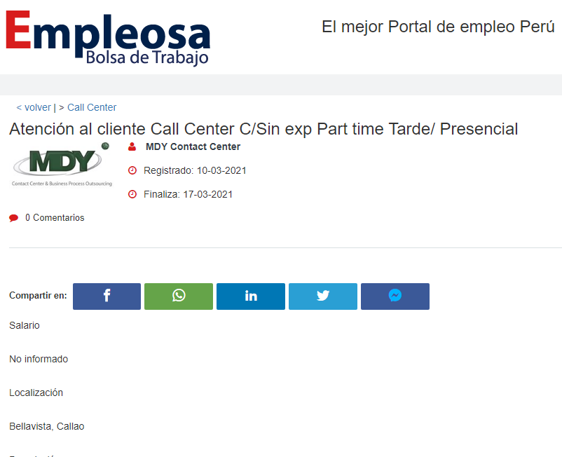 Atención al cliente Call Center C/Sin exp Part time Tarde/ Presencial