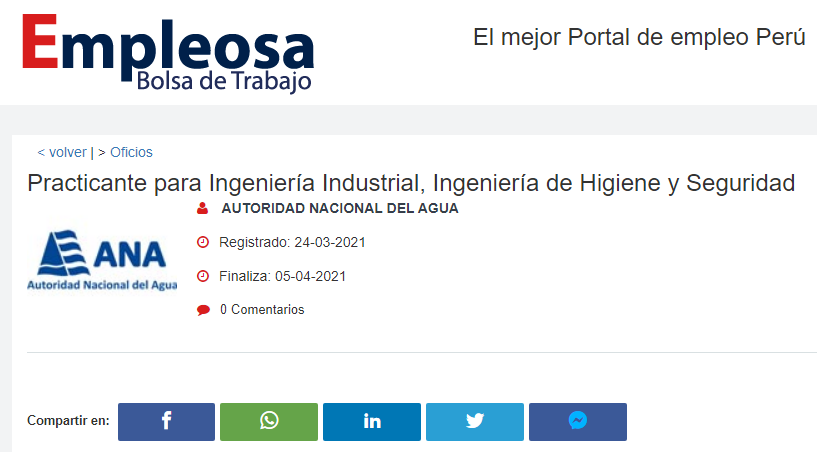 Practicante para Ingeniería Industrial, Ingeniería de Higiene y Seguridad