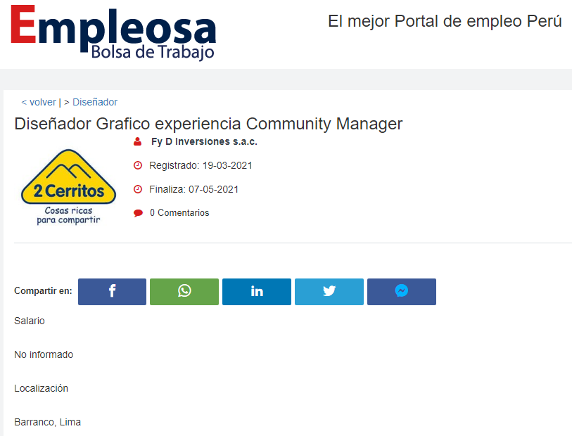 Diseñador Grafico experiencia Community Manager