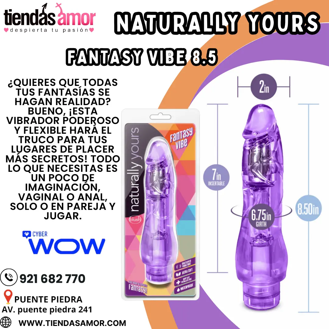 NATURALLY YOURS FANTASY VIBE PURPLE 8.5 vibrador poderoso y flexible