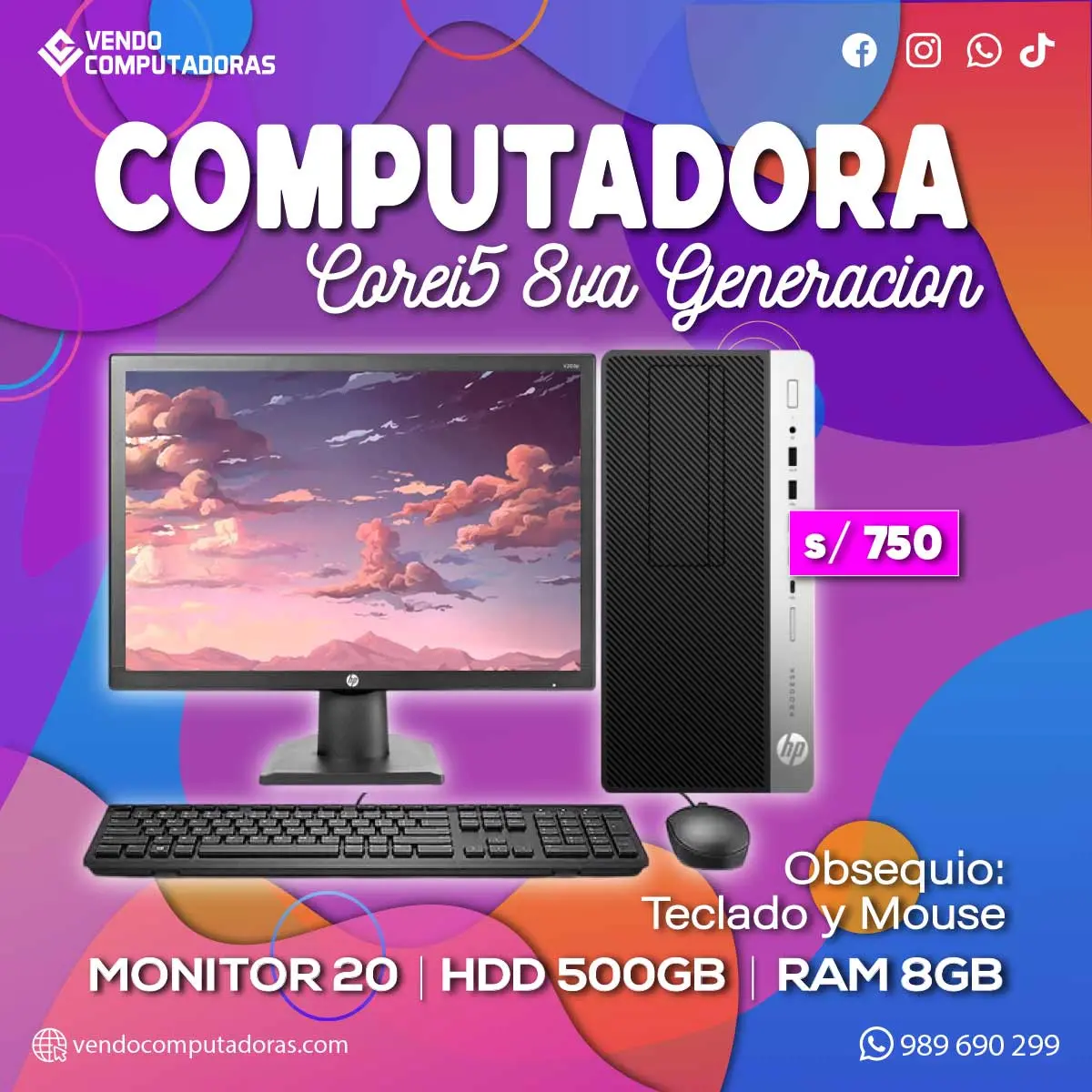  PC CORE I5 CON MONITOR ENTREGA INSTANTÁNEA 