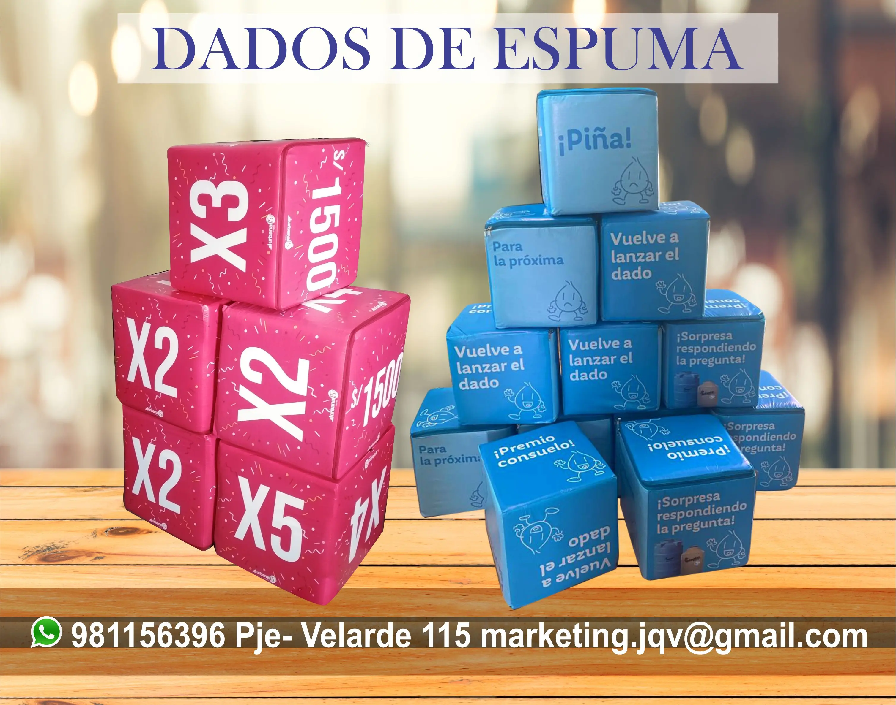 Dados de espuma publicitarios afull color de 50 cm