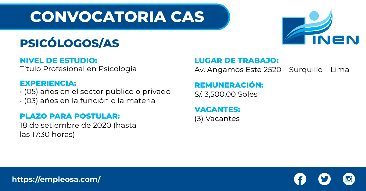 CAS N° 213: PSICÓLOGOS/AS Vacantes: 3