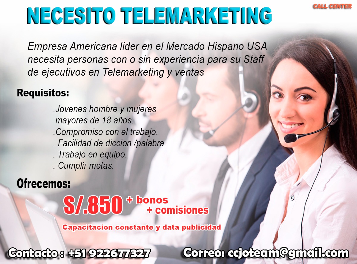 Ejecutivos en Telemarketing y Ventas