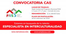 CAS N° 173: ESPECIALISTA EN INTERCULTURALIDAD Vacantes: 1