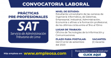 Convocatoria Nro 031-2020: Prácticas para Ingeniería Informática, de Sistemas, Empresarial, Industrial, Administración, Economía o afines Vacantes: 1