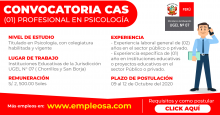 CAS N° 127: PROFESIONAL EN PSICOLOGÍA Vacantes: 1