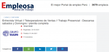 Entrevista Virtual // Teleoperadores de Ventas // Trabajo Presencial - Descansa sabados y Domingos / planilla completa