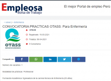 CONVOCATORIA PRACTICAS OTASS: Para Enfermería