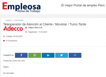 Teleoperador de Atención al Cliente / Movistar / Turno Tarde